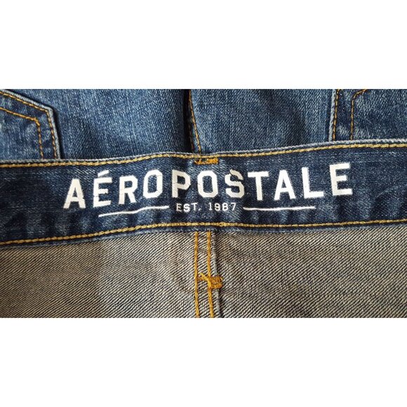 Aeropostale Mens Jeans Slim Boot Destroyed Distressed Tag 33/34 Fit 34 X 33 - Picture 6 of 11